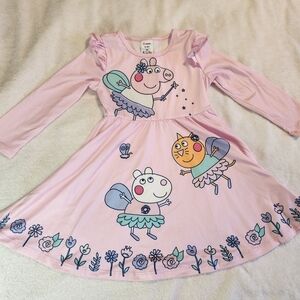 PatPat Peppa Pig Girls 4-5 Pink Long-sleeved A-line dress Fairy Themed